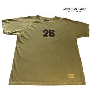 American Eagle Outfitters L Raglan Olive Short Sleeve Tee